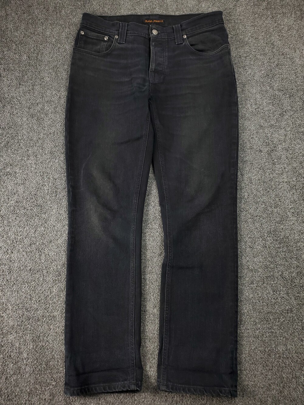 Nudie Jeans Grim Tim Slim Straight Jeans Mens 32x30 11 Months Black Dark Wash